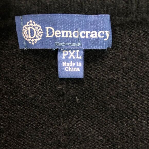 Democracy Petites Black Tie-Neck Long Sleeve Pullover Sweater - Picture 6 of 9